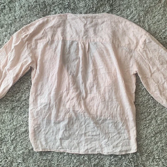 ALL SAINTS Crossover High Lo Flowy Blouse Blush Pink - Picture 9 of 16